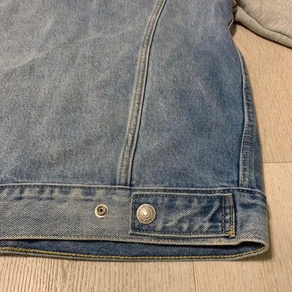 Levi's Strauss Mens Hybrid Hoodie Tucker Jacket Medium Wash Blue Denim - Picture 14 of 15